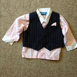 18M Toddler Boys Pink Pinstripe Suit